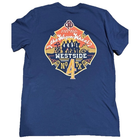 Firehouse Other - Coppell No 4 Texas Fire Dept. West T-Shirt, Navy , Front/Back Graphic Large Men